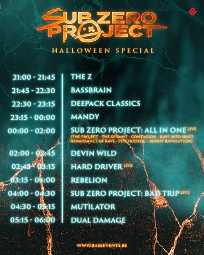 Sub Zero Project: Halloween Special | Timetable